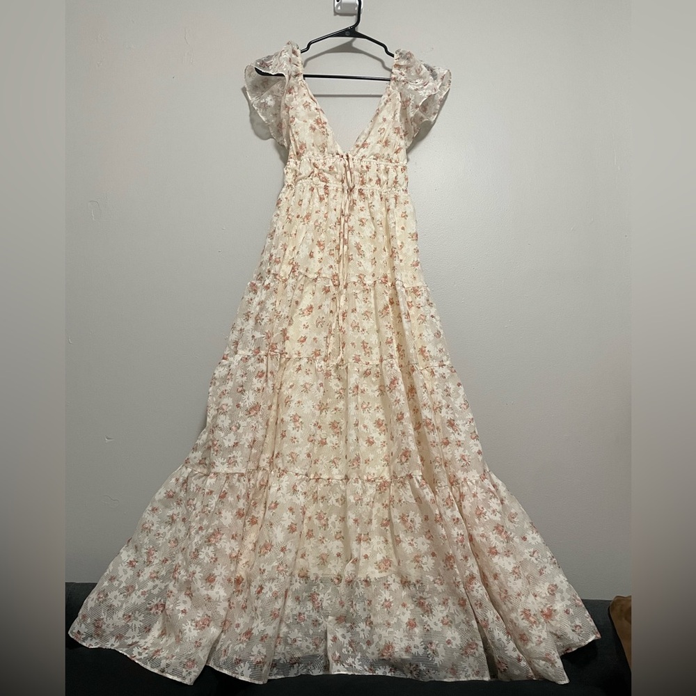 Altar’D State Cream Floral Maxi Dress